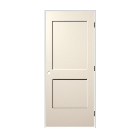 CODEL DOORS 32" x 80" x 1-3/8" Primed 2-Panel Monroe Molded Hollow Core 7-1/4" LH Prehung Door w/Mtt Blk Hngs 2868MHCMONLH10B714